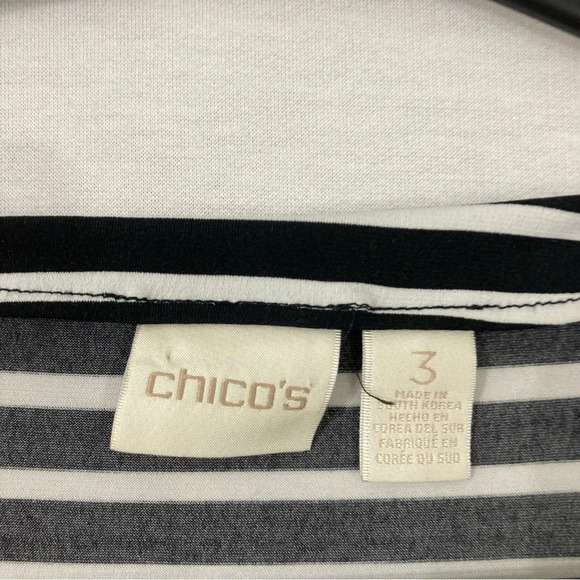 Chico's Striped Soft Stretch Grommet Detail Wide Sleeve Blouse size XL 3 - Picture 2 of 10